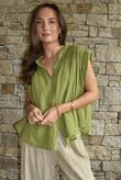 Elsie Pure Cotton Cap Sleeve Blouse Olive